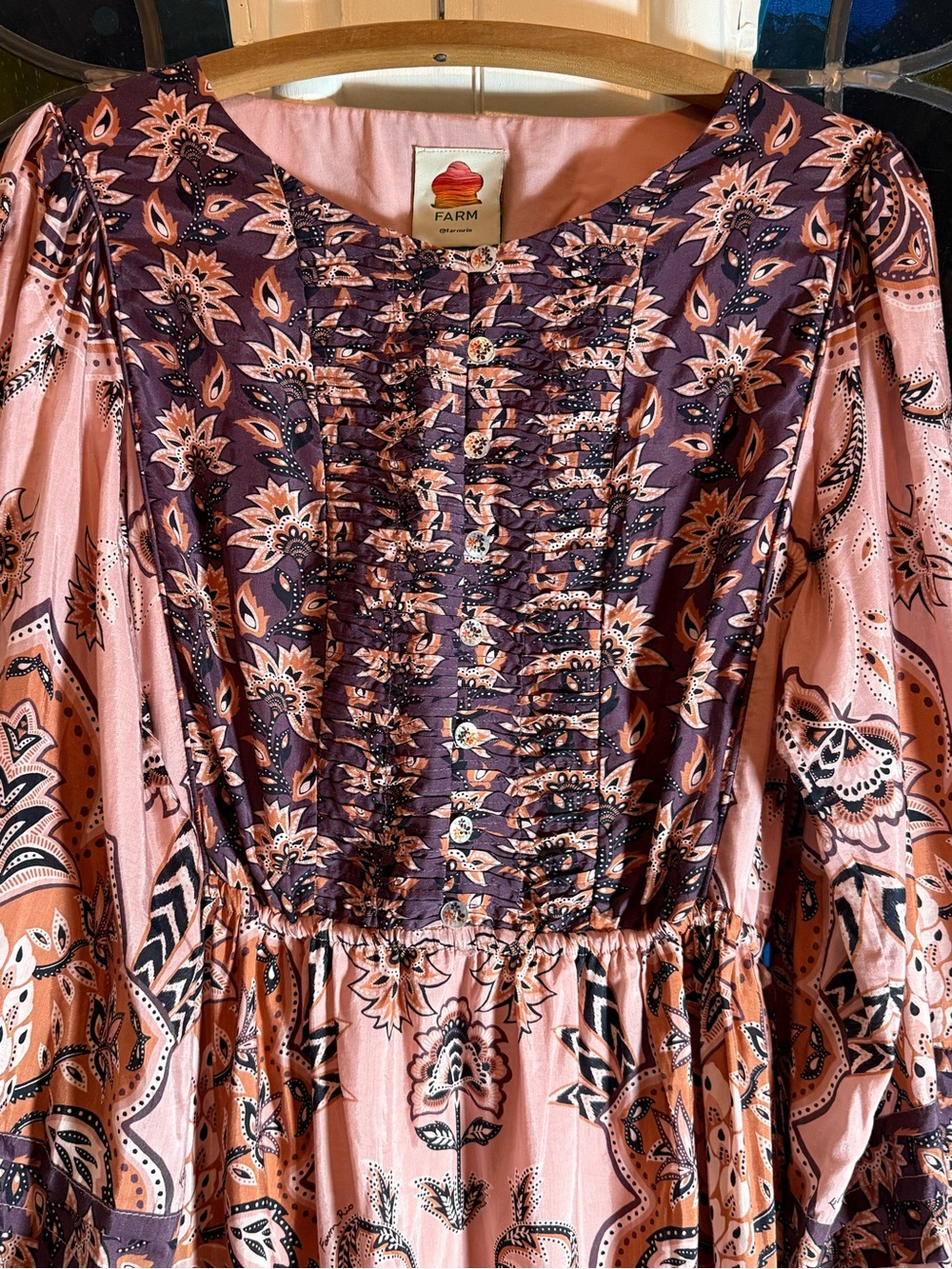 FARM Rio Glam Tapestry Burgundy Long Sleeve Maxi Dress (EU LG | US 12/14) - Picture 8 of 16